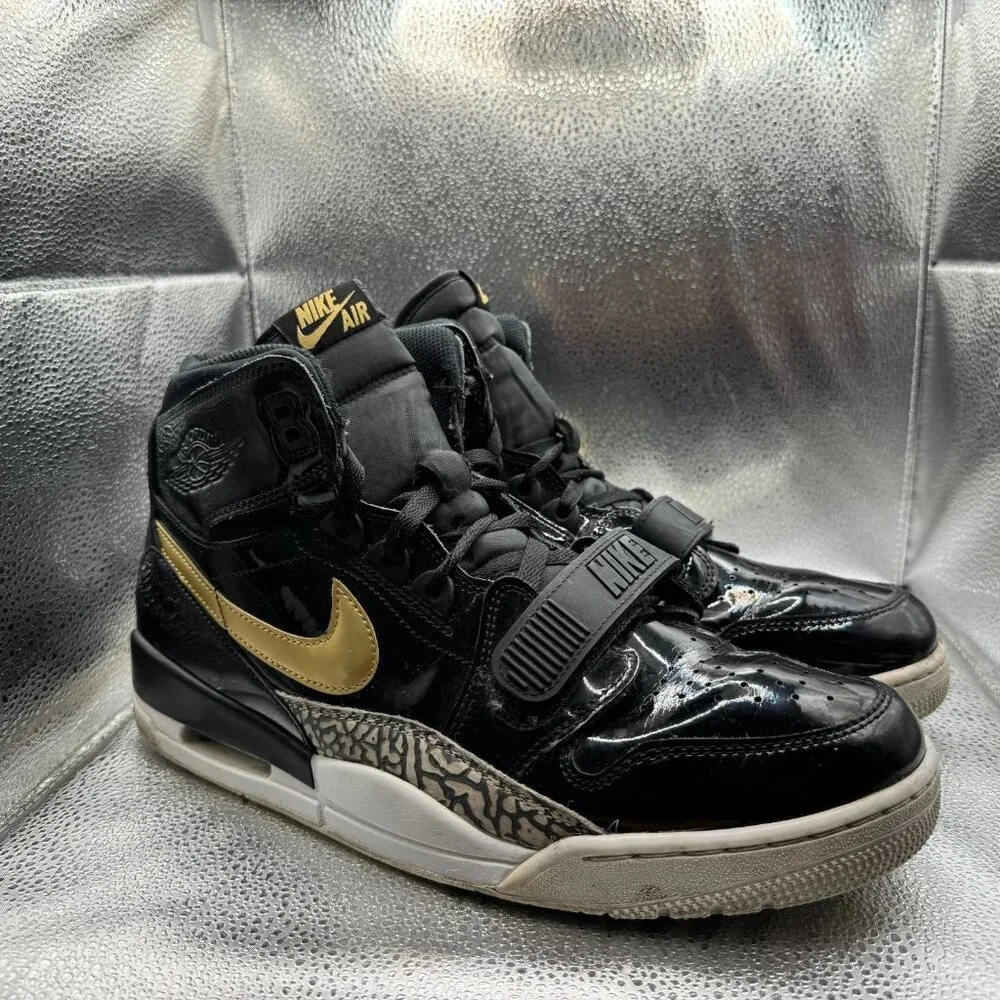 Size 13 Nike Air Jordan Legacy 312 Mid Black Gold Mens Athletic Shoes AV3922-007